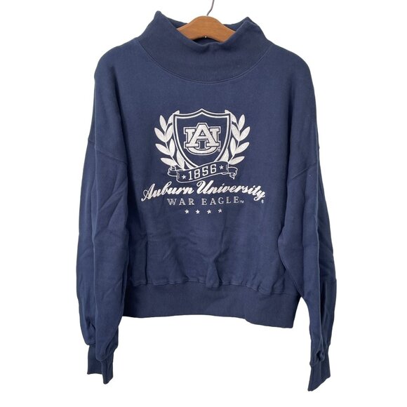 Pressbox Auburn University War Eagle Blue Sweatshirt Pressbox Crop Women Small - Picture 1 of 6
